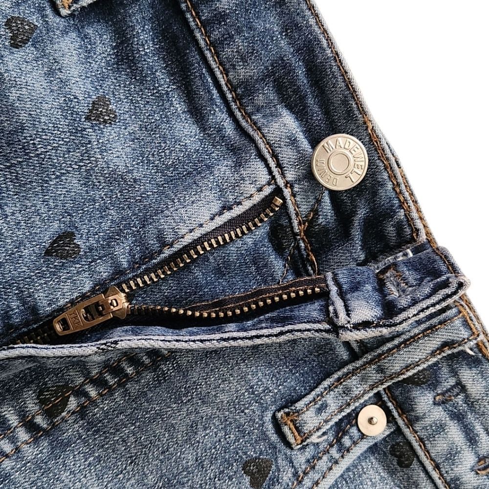 Madewell Women's Blue Denim Shorts High-Rise Heart Printed Fray Hem Size 30 (M) - Picture 7 of 15